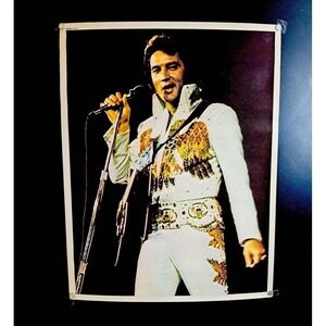 Elvis Presley Poster‎ 1972 17x22 Original Concert White Jumpsuit Printed USA VTG